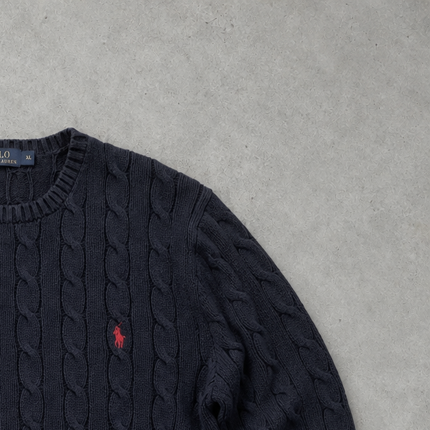 Ralph Lauren Sweater Marineblau Rare (XL) Stitched Logo