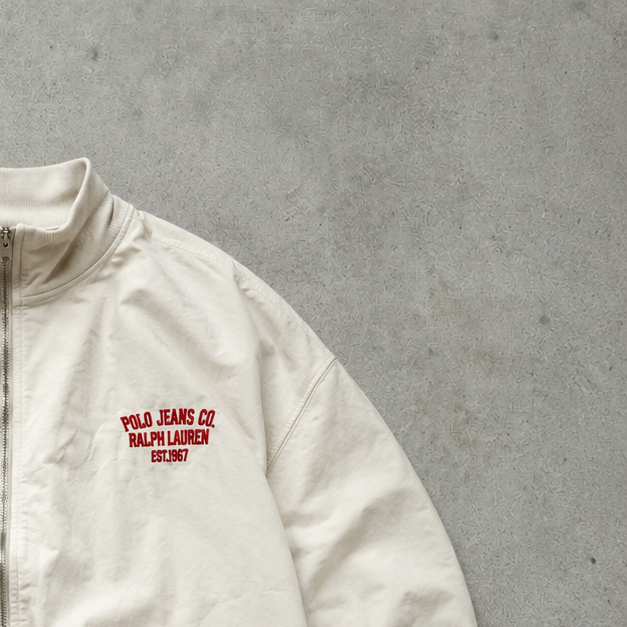 Ralph Lauren Jacket Cream Rare (XL) Stitched Logo