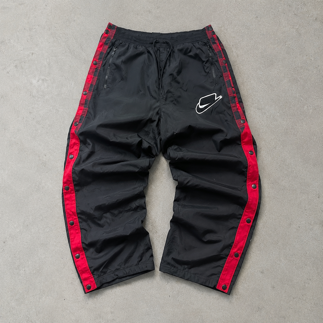 Y2K 2010s Nike Track Pants Schwarz, Weiß Rare (M)