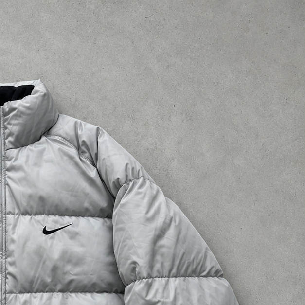 Y2K Nike Pufferjacke Grau / Hellblau Selten (M)