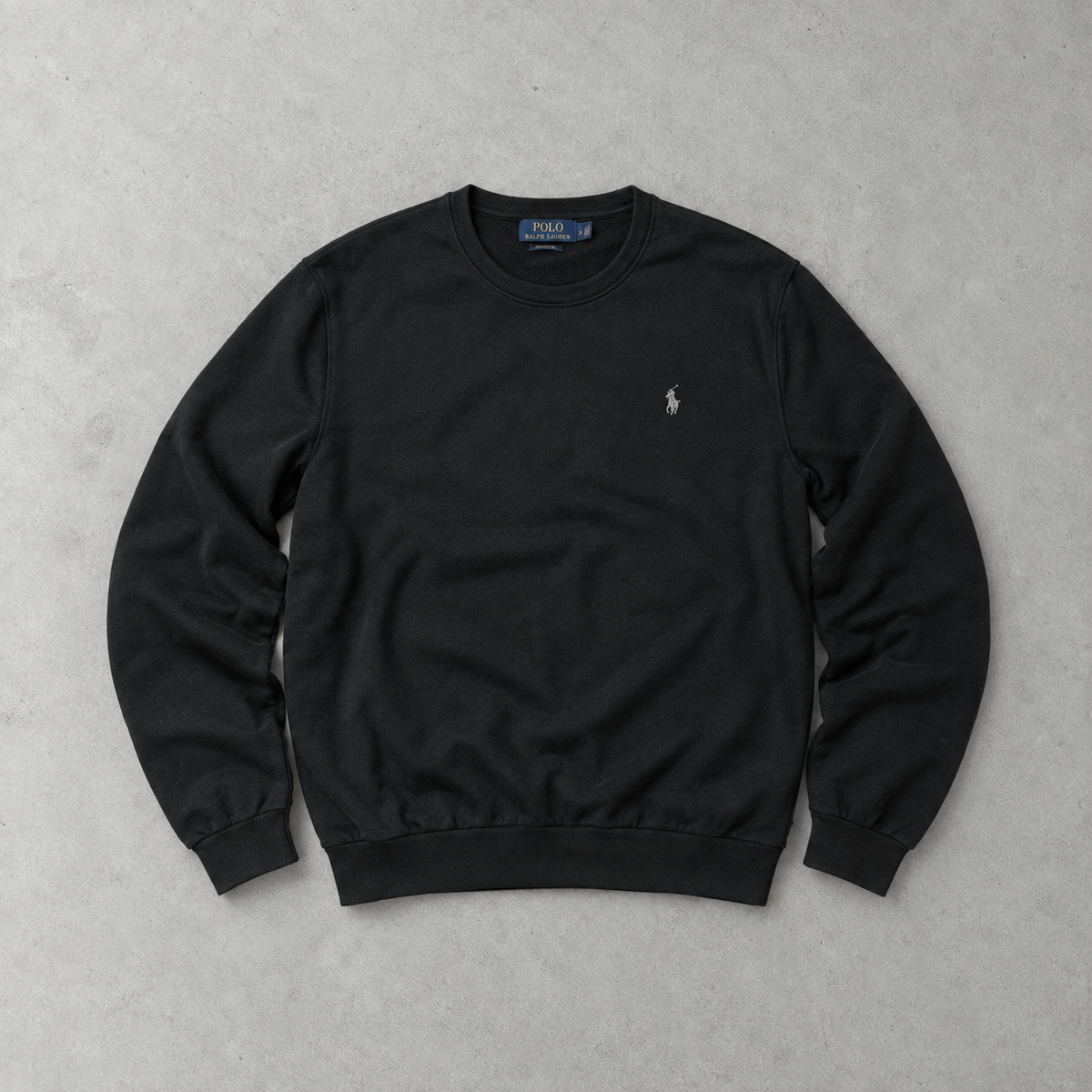 Ralph Lauren Sweater Schwarz Stitched Logo Rare (L)