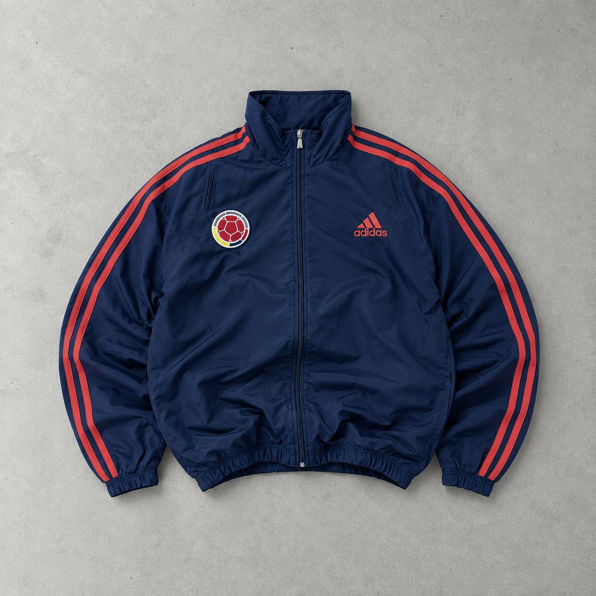 Adidas Trainingsjacke Grau/Marineblau Selten (M) Gesticktes Logo