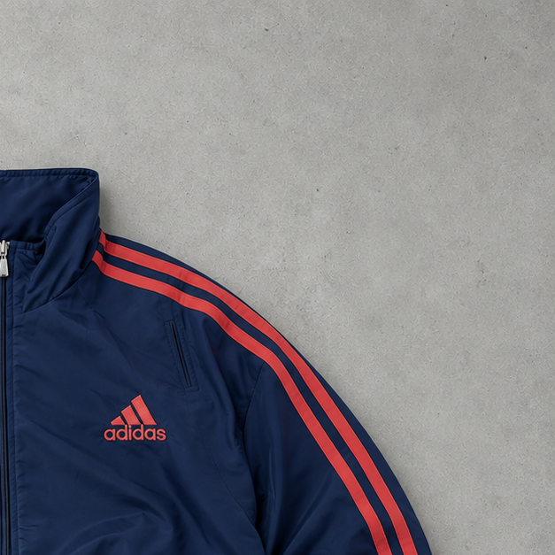 Adidas Trainingsjacke Grau/Marineblau Selten (M) Gesticktes Logo