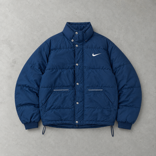 Nike Pufferjacke Marineblau Selten (L) Gesticktes Logo