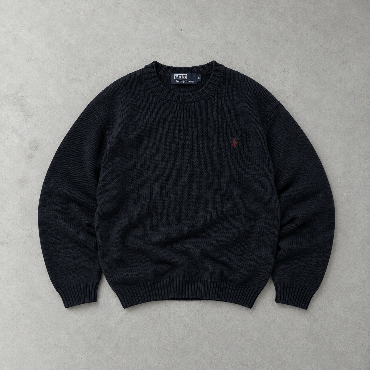 Ralph Lauren Sweater Schwarz Rare (L) Stitched Logo