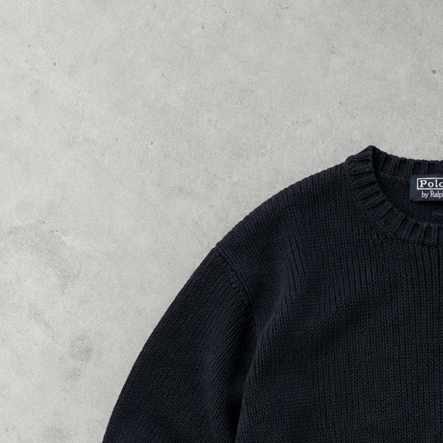 Ralph Lauren Sweater Schwarz Rare (L) Stitched Logo