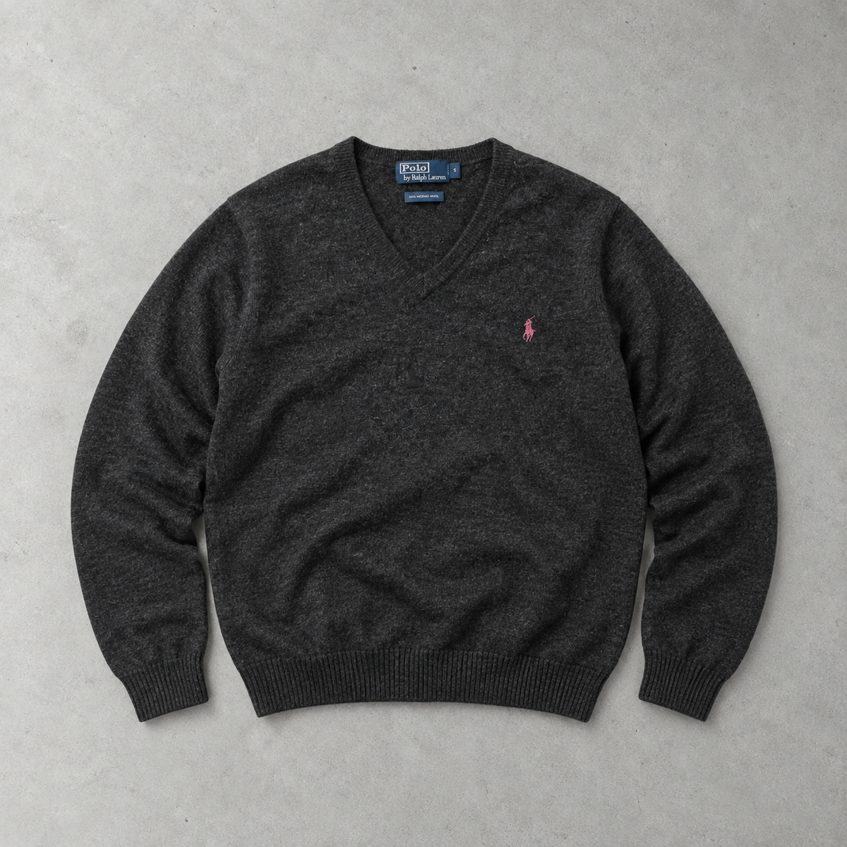 Ralph Lauren Sweater Schwarz Stitched Logo Rare (XL)