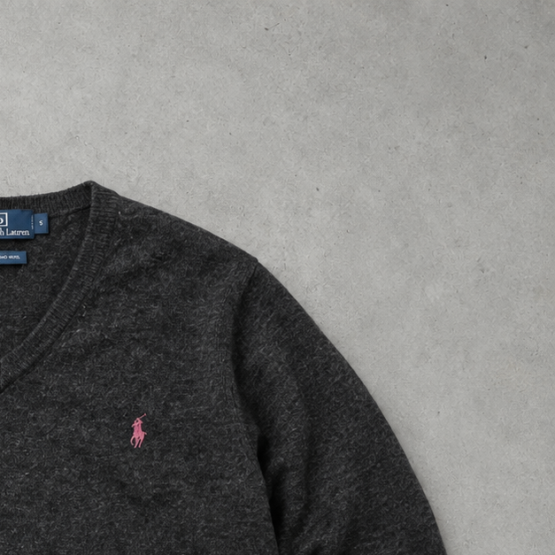 Ralph Lauren Sweater Schwarz Stitched Logo Rare (XL)