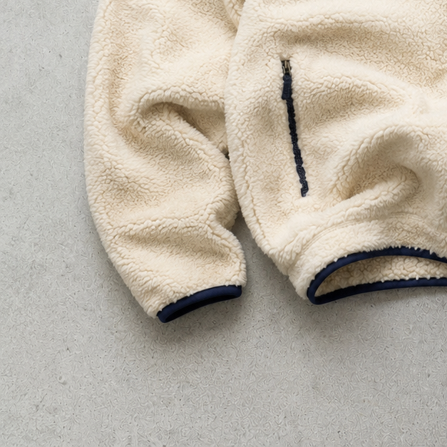 Ralph Lauren Fleece Jacket Cream Navy Rare (L)