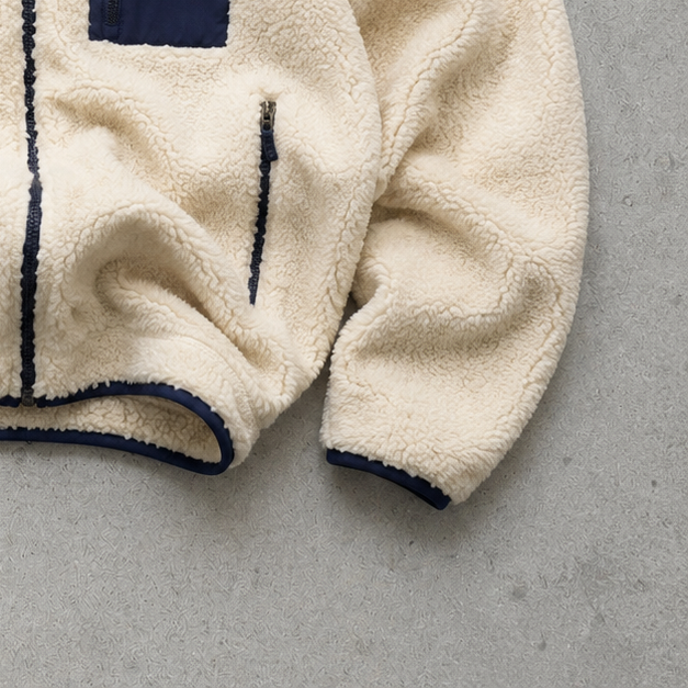 Ralph Lauren Fleece Jacket Cream Navy Rare (L)