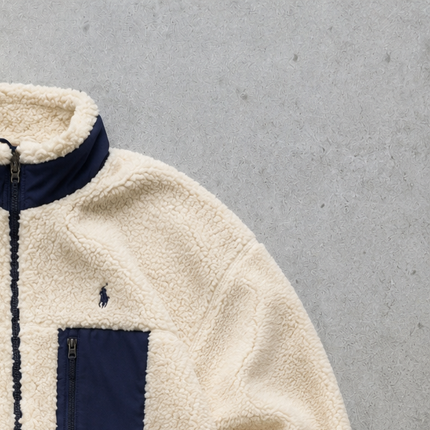 Ralph Lauren Fleece Jacket Cream Navy Rare (L)