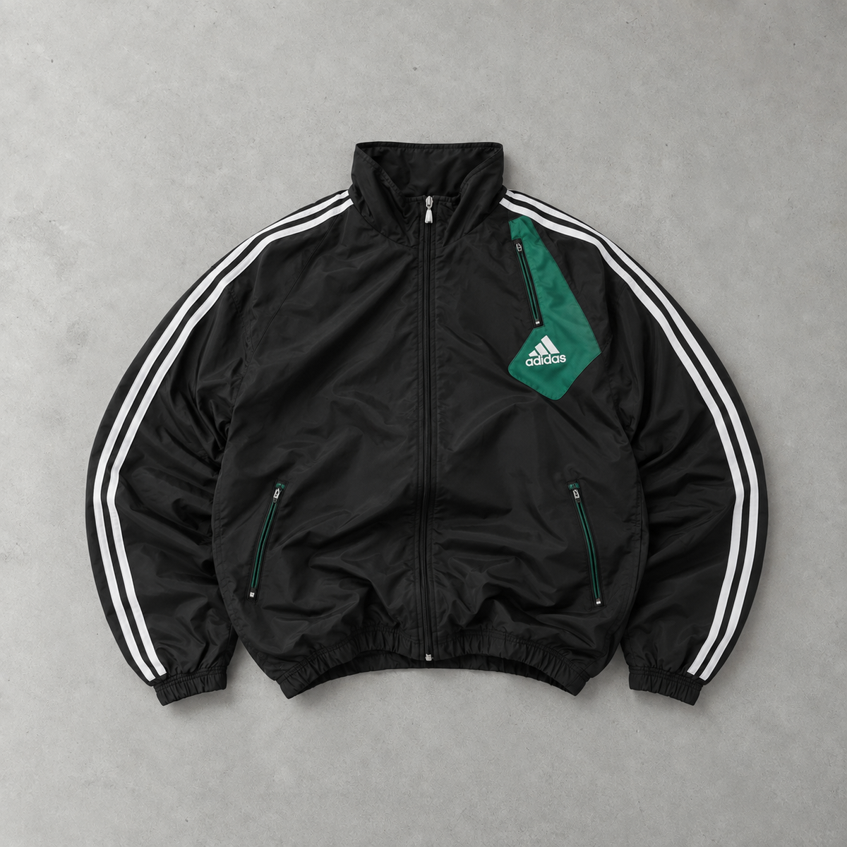 Adidas Track Jacket Black/Green Rare (M)