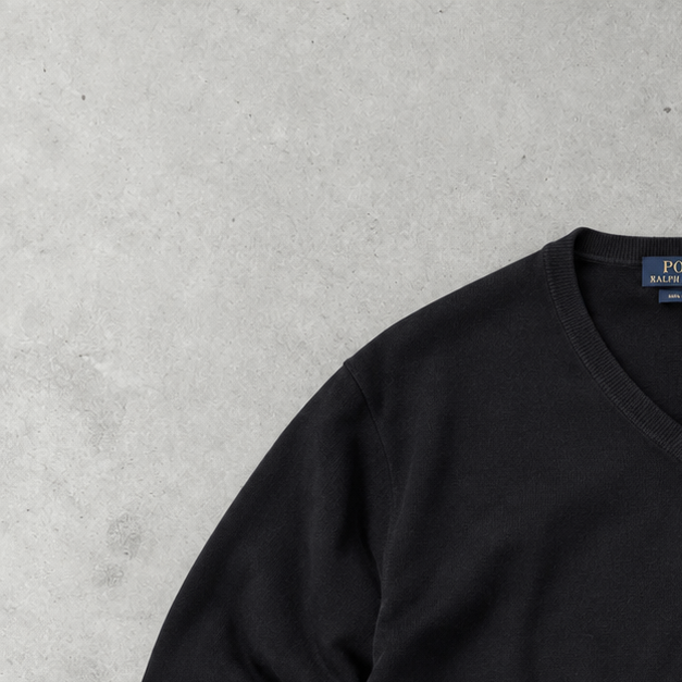 Y2K Polo Ralph Lauren V-Neck Sweater Schwarz Rare (XL) Stitched Logo