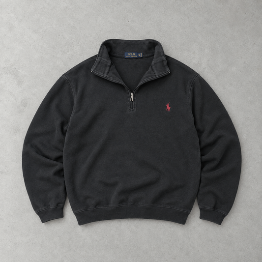 Ralph Lauren Sweatshirt Schwarz Stitched Logo Rare (XL)