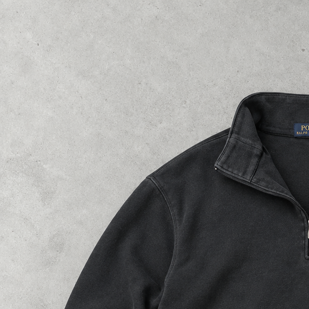 Ralph Lauren Sweatshirt Schwarz Stitched Logo Rare (XL)