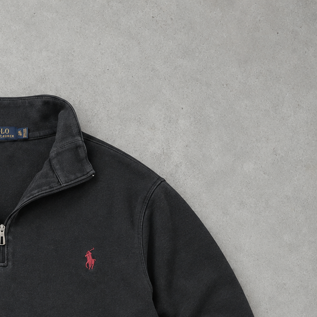 Ralph Lauren Sweatshirt Schwarz Stitched Logo Rare (XL)