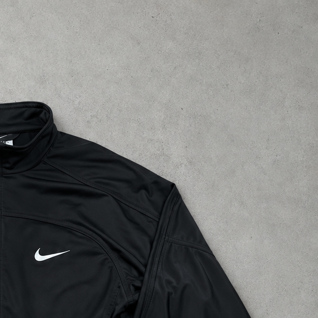 Y2K Nike Track Jacket Schwarz Rare (S) Stitched Logo