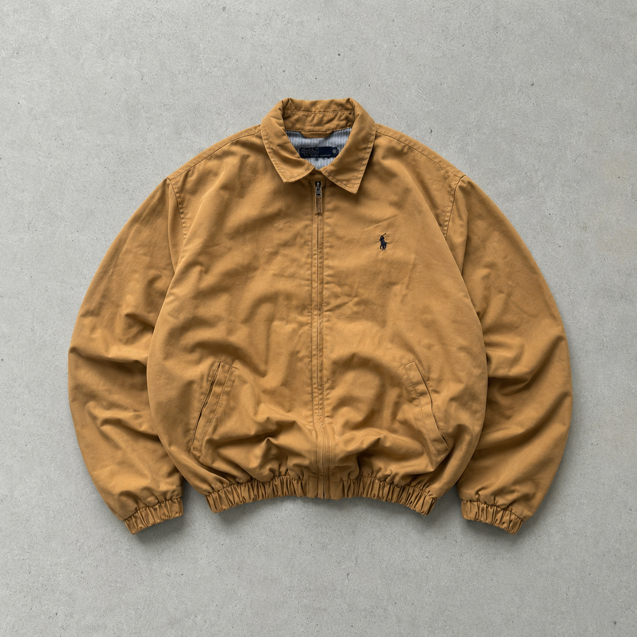 Ralph Lauren Bomber Jacket Beige Rare (XL) Stitched Logo