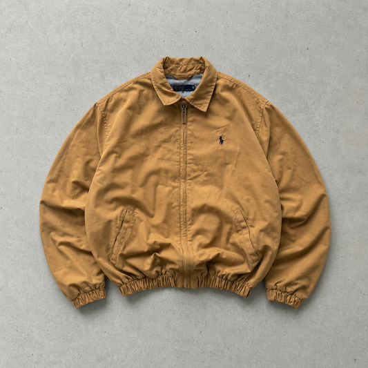 Ralph Lauren Bomber Jacket Beige Rare (XL) Stitched Logo