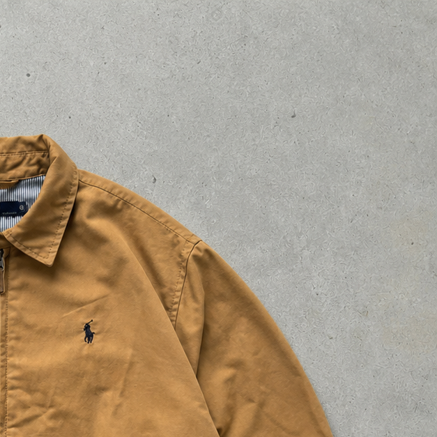Ralph Lauren Bomber Jacket Beige Rare (XL) Stitched Logo