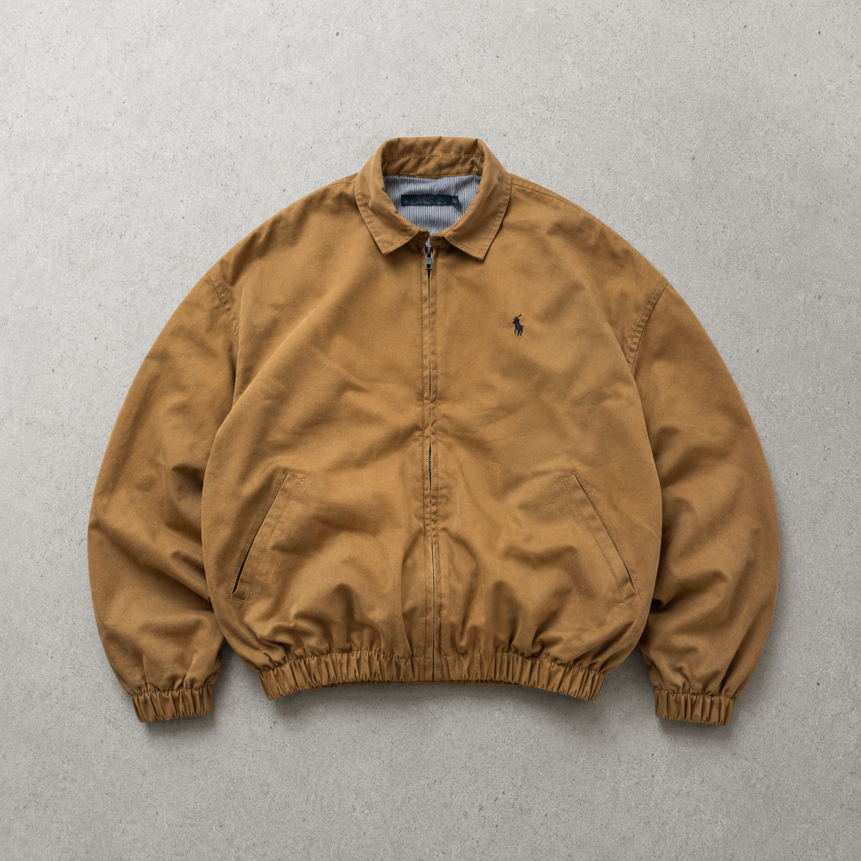 Ralph Lauren Bomber Jacket Beige Rare (XL) Stitched Logo