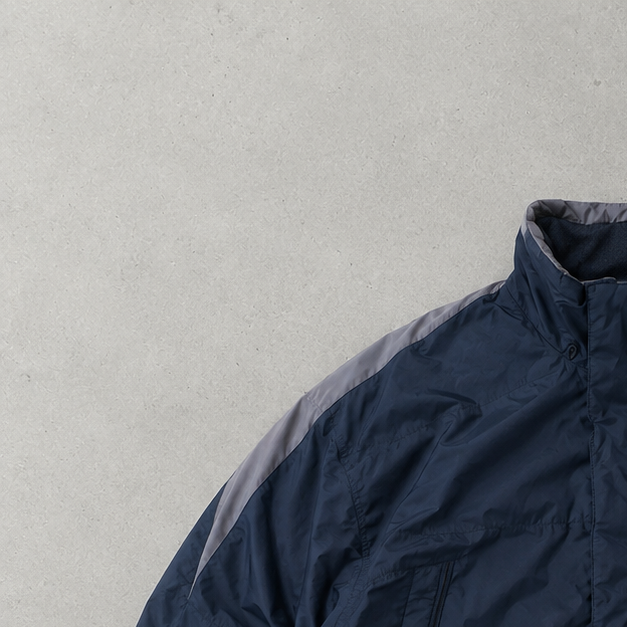 Y2K Nike Puffer Jacket Marineblau, Grau Limited (Size L)
