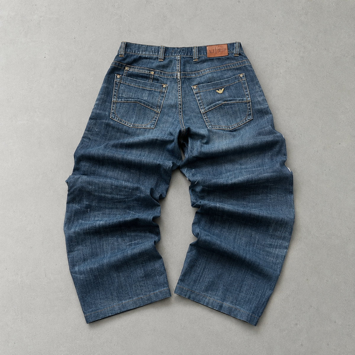 Y2K 2000s Vintage Armani Jeans Baggy Jeans Blau, Marineblau Limited (W31 | DE 46)
