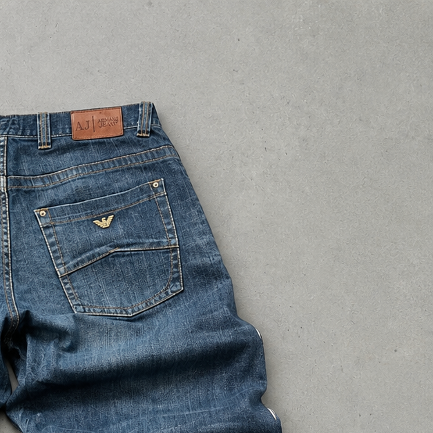 Y2K 2000s Vintage Armani Jeans Baggy Jeans Blau, Marineblau Limited (W31 | DE 46)