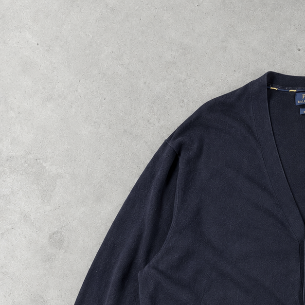 Ralph Lauren Cardigan Marineblau Rare (XXL) Stitched Logo