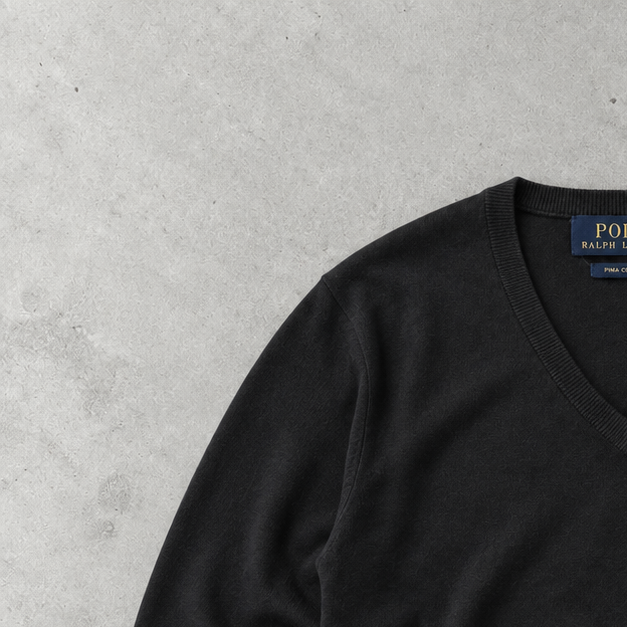 Ralph Lauren Sweater Schwarz Stitched Logo Rare (XL)