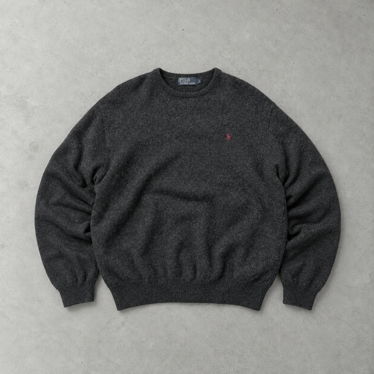 Ralph Lauren Crewneck Sweater Grau Rare (L) Stitched Logo