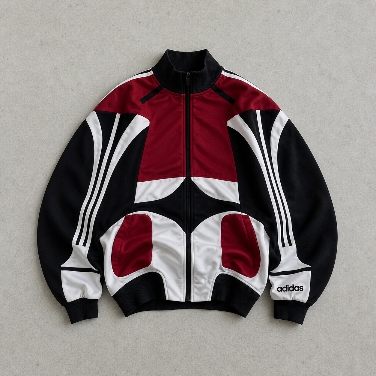 90s Adidas Track Pants Burgunderrot, Schwarz Limited (L) Stitched Logo