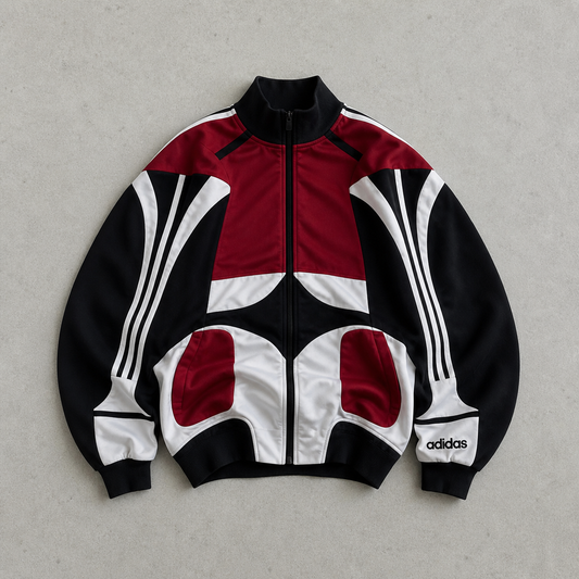 90s Adidas Track Pants Burgunderrot, Schwarz Limited (L) Stitched Logo