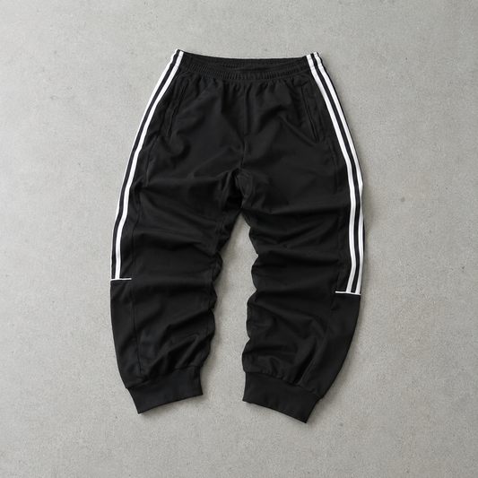 Y2K ADIDAS Rain Pants Black / White Rare (S)