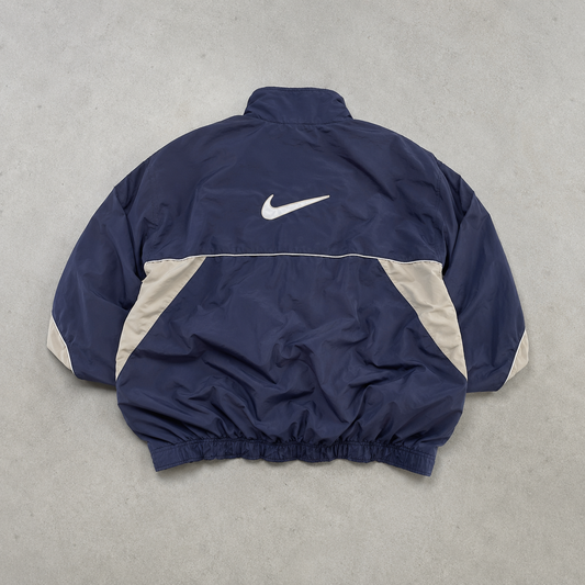 PSG 90s Y2K Nike Track Jacket Marineblau, Beige Limited (M)