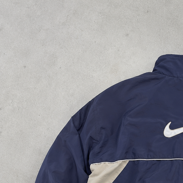 PSG 90s Y2K Nike Track Jacket Marineblau, Beige Limited (M)