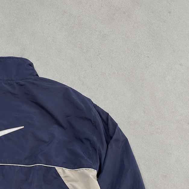 PSG 90s Y2K Nike Track Jacket Marineblau, Beige Limited (M)