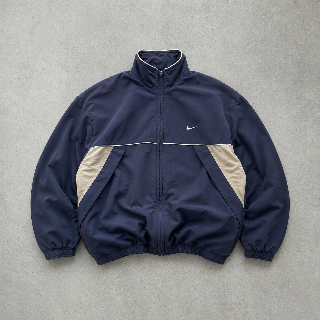PSG 90s Y2K Nike Track Jacket Marineblau, Beige Limited (M)