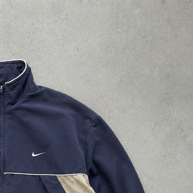 PSG 90s Y2K Nike Track Jacket Marineblau, Beige Limited (M)