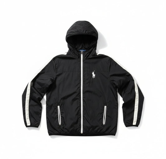 Ralph Lauren Windbreaker Jacket Black / White (Size L)